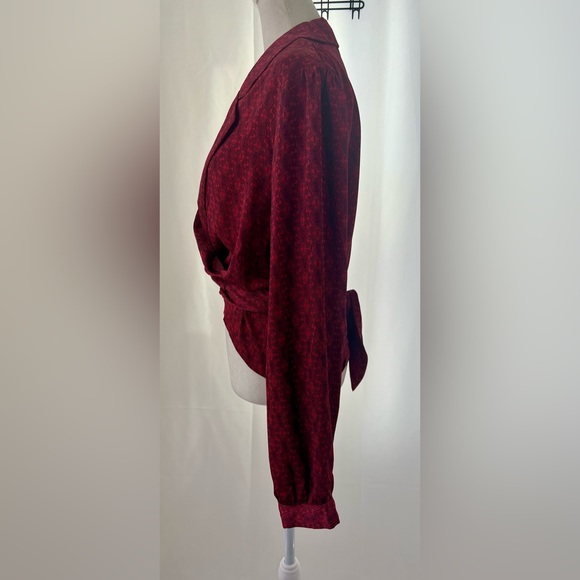 UO URBAN OUTFITTERS paisley satin tie blouse TOP - Picture 6 of 10